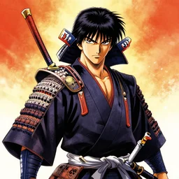 an epic portrait of a heroic samurai by kentaro miura