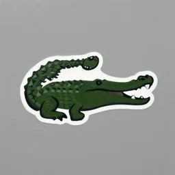 crocodile symmetric logo painting by tim biskup and afshar petros, matte background, sharp contours, minimal, trending on artstation