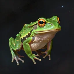a beautiful cute frog floating in space, by wayne barlowe, by gustav moreau, by goward, by gaston bussiere, by roberto ferri, by santiago caruso, by luis ricardo falero, by austin osman spare, by saturno butto