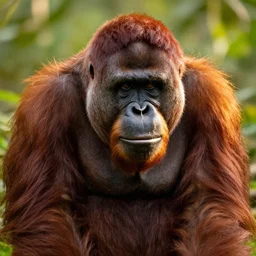 annoyed orangutan, angry, furious, national geographic, high quality, golden hour