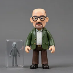 a stopmotion animation puppet of walter white, vinyl action figure, plastic, toy