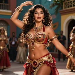 hyper realistic photography of bellydancer festival warrior curvy partygirl cinematic, vallejo, diego rivera
