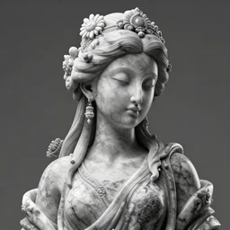 marble goddess, intricate, detailed, 4 k, octane render, black and white