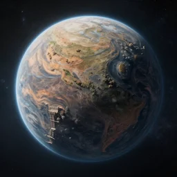 hyper realistic strange planet landscape, art by ron walotsky, detailed surrealism, space background, ultra realistic, fantasy, sci - fi, octane render, 8 k.