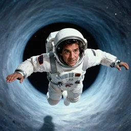 film still of young old Cheech Marin flying through wormhole as Dr. Dave Bowman in 2001 A Space Odyssey