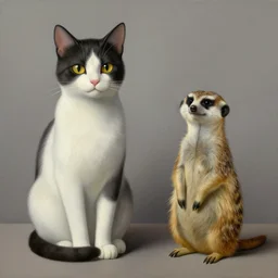 cat, meerkat. painting by rene magritte.