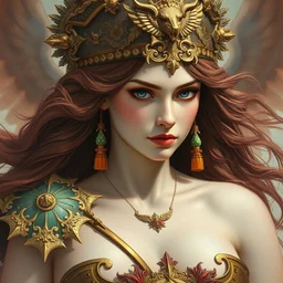 goddess of war. highly detailed, digital painting, watercolor, soviet realism, engraving, artstation, concept art, smooth, sharp focus, vivid grunge, manga, illustration, unreal engine 5, 8 k, art by bilibin and kuvshinov and malevich and mucha