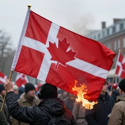 canadian protester burn denmark flag 1 9 7 0 protest photo