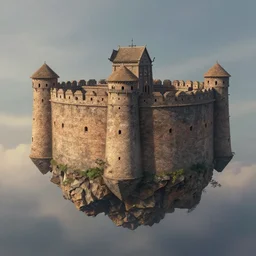 beautiful matte painting of floating fort in the sky, mai anh tran,