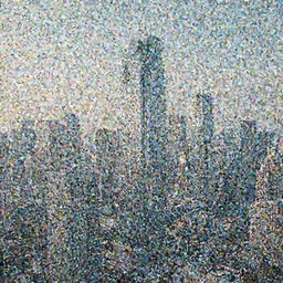 a dreamy photo of a surreal city with a lot of glass sky scrapers