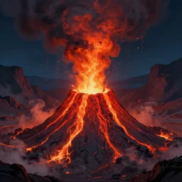 lava monster!!!!!!! climbing out of the center of a volcano, digital concept art, artstation