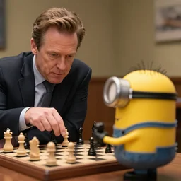 bob odenkirk and a minion playing chess