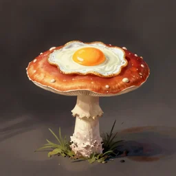 toadstool with a ( fried egg )! cap. illustration by beatrix potter