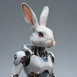 a detailed peter elson portrait of a cyborg rabbit.