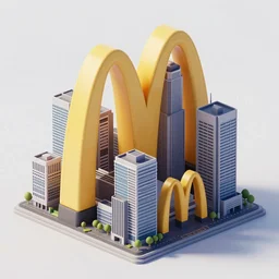 skyscrapers, mcdonald logo, isometric game, smooth 3 d illustration, cinematic matte painting, soft render, servando lupini, handpaint texture, blender, 3 dcoat, concept art by noah bradley, darek zabrocki, tyler edlin, jordan grimmer, neil blevins, james paick, natasha tan, highly detailed, ultra detailed, ultra realistic, trending on artstation