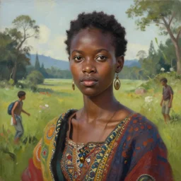 hyperrealistic detailed portrait of an african female character in a scenic environment by hsiao - ron cheng, dan hillier, fintan magee