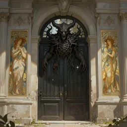 Gate to hell, highly detailed, digital painting, artstation, concept art, smooth, sharp focus, illustration, art by artgerm and greg rutkowski and alphonse mucha