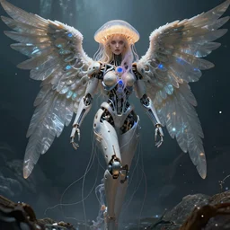 Cyborg biomechanical jellyfish angel female. By Konstantin Razumov, highly detailded