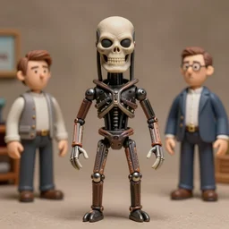 product photography of a claymation action figure steve buscemi as terminator, depth of field, zeiss lens, detailed, centered, by erwin olaf, joop geesink, wes anderson, breathtaking, 8 k resolution, extremely detailed, beautiful, establishing shot, realistic materials, hyperrealistic
