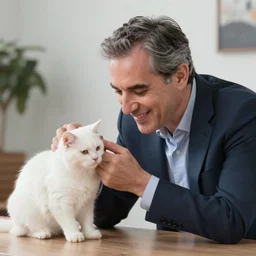 mariano rajoy petting kitties, realistic, 4k, unreal engine, lumine,