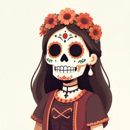 illustration of a sugar skull day of the dead girl, art by antoni piotrowski