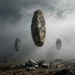 thick fog, stones levitating in air, zdzislaw beksinski