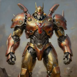 a giant zeus mecha, tim hildebrandt, wayne barlowe, bruce pennington, donato giancola, trending on artstation, cinematic composition, beautiful lighting, hyper detailed, 8 k, oil on canvas