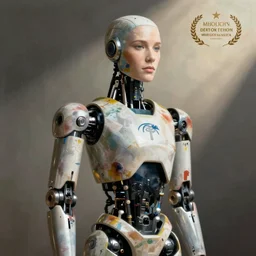 a robot with precisely human proportions and a sick paint job