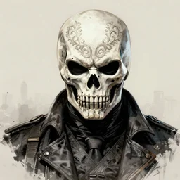 portrait of dying frank castle the punisher, skull face paint, intricate, elegant, highly detailed, centered, grungy, digital painting, artstation, concept art, smooth, sharp focus, illustration, artgerm, artstation, boris vallejo