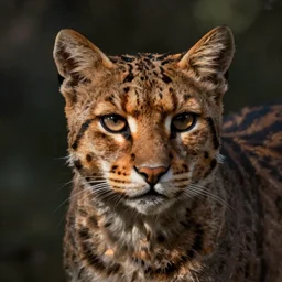 bobcat goldthwaite, hyperrealstic, painterly, unreal engine, head shot, natural lighting, eerie shadows, evening, 4 k