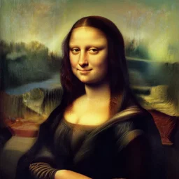 a portrait painting of Walter White in style of Mona Lisa, low contrast