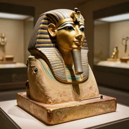 a photo of an ancient egyptian tech computer in a museum, award winning photo, 4K