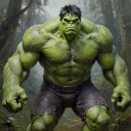 macro medium close up shot, rugged anthropomorphic muscular!!!!!!!!! oversized!!!!!!!! hulked!!!! turtle as oversized green armored barbarian armored hunter wearing war soldier uniform sci - fi armor in deep forest, mist, overcast, oil painting by frazetta and greg rutkowski