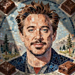 a mosaic of robert downey jr but each mosaic is a brownie