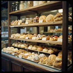 kodak portra 4 0 0, muted colours portrait of inside a french bakery by saul leiter, insanely detailed, insanely intricate, depth of field