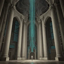 architectural grandeur by jeffrey smith and wlop and gustave dore, featuring wires, circuitry, code, binary, cryptonomicon, dmt entity, ambient occlusion, 3 d concept render, scientifically accurate, artstation, intricate, beautiful, look at that detail!