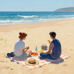 a picnic on the beach by by artgerm,