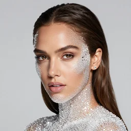 young Jessica Alba skin made of crystal in the style of Rembrandt