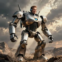 arnold schwarzenegger piloting a giant robot