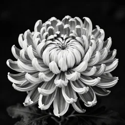 beautiful black and white chrysanthemum, akira, artstation, splash, sharp focus, dynamic lighting, elegant, beauty, masterpiece, by riccardo federici, by james jean, illustration, ink draw, paint, pen