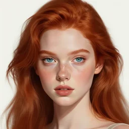a red haired, beautiful woman with blue / green eyes, some freckles, pale skin deep focus, elegant, digital painting, smooth, sharp focus, golden ratio, illustration, ultra realistic, 8 k, art by jasmine becket griffith