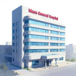vaporwave mass general hospital building, digital art