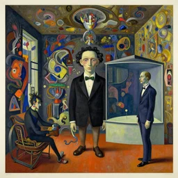 secret layer figurative avant garde post - morden monumental dynamic interior portrait by magritte and edward hopper, inspired by william blake and gaugin, illusion surreal art, highly conceptual figurative art, intricate detailed illustration, controversial poster art