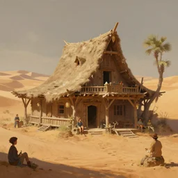 A beautiful matte painting of a desert fantasy inn Michael Whelan, Clyde Caldwell,Brothers Hildebrandt, thomas kincade, trending on artstation