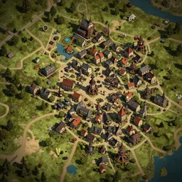 small town steampunk map detailed digital art, hyper realistic