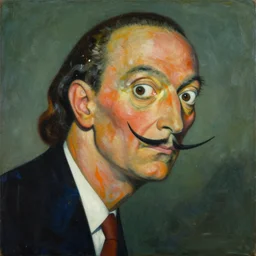 born under a bad sign, good luck and trouble are my only friends, colors orange, white!!, dark green, dark blue, surreal abstract painting by salvador dali