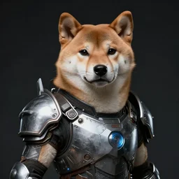 jin - roh kerberos armor, realistic anthropomorphic shiba inu, science fiction, dark, portrait by donato giancola and greg rutkowski and wayne barlow, realistic face