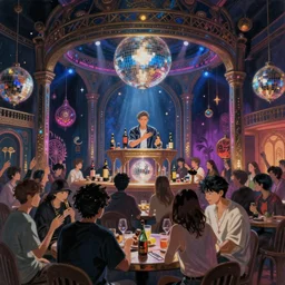 fever of the night, a grime tale of the night fever, disco club of the occult, digital painting, artstation, ristan eaton, victo ngai, artgerm, rhads, ross draws, anime styled