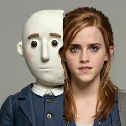 portrait, high quality, left clayface is morphing into [ right emma watson in tv ]