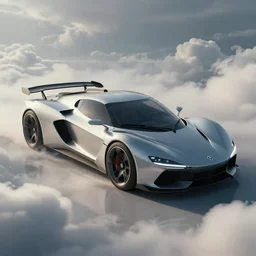 a random crossover design sport car in a utopia world. art by filip hodas. clouds by rhads. car by renault.